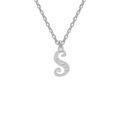 Collier en argent rhodi&eacute; cha&icirc;ne avec pendentif lettre anglaise S diamant&eacute;e longueur 40+4cm