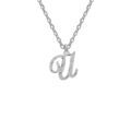 Collier en argent rhodi&eacute; cha&icirc;ne avec pendentif lettre anglaise U diamant&eacute;e longueur 40+4cm Artemare