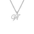 Collier en argent rhodi&eacute; cha&icirc;ne avec pendentif lettre anglaise W diamant&eacute;e longueur 40+5cm Artemare