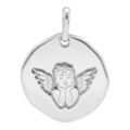 Pendentif en argent rhodi&eacute; galet 18mm motif Ange Artemare