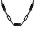 Collier en acier et PVD noir mat maillons rectangulaires et plaquettes &agrave; graver longueur 55cm+5cm