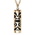 Colliers sur Artemare : Collier en acier et PVD dor&eacute; cha&icirc;ne avec pendentif Tiki prosp&eacute;rit&eacute; 30mm diam&egrave;tre 9mm agate noire v&eacute;ritable - 50+5cm