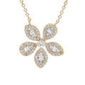 Collier en plaqu&eacute; or pendentif fleur avec oxydes blancs sertis 42+3cm Artemare