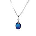 Colliers sur Artemare : Collier en argent rhodi&eacute; cha&icirc;ne avec pendentif forme de goutte avec oxyde bleu fonc&eacute; facet&eacute; 40+5cm
