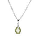 Collier en argent rhodi&eacute; cha&icirc;ne avec pendentif forme de goutte avec oxyde vert olive facet&eacute; 40+5cm