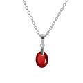 Collier en argent rhodi&eacute; cha&icirc;ne avec pendentif forme de goutte avec oxyde grenat facet&eacute; 40+5cm Artemare