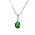 Collier en argent rhodi&eacute; cha&icirc;ne avec pendentif forme de goutte avec oxyde vert fonc&eacute; facet&eacute; 40+5cm Artemare