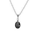 Collier en argent rhodi&eacute; cha&icirc;ne avec pendentif forme de goutte avec oxyde noir facet&eacute; 40+5cm Artemare