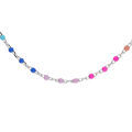 Collier en argent rhodi&eacute; rang&eacute;e d'oxydes multicolores d&eacute;grad&eacute; rose &agrave; vert arc-en-ciel longueur 40+5cm Artemare