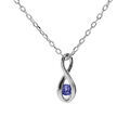 Collier en argent rhodi&eacute; cha&icirc;ne avec pendentif infini et oxyde bleu fonc&eacute; longueur 40+4cm