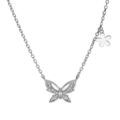 Collier en argent rhodi&eacute; avec papillon pav&eacute; d'oxydes blancs longueur 42+3cm Artemare
