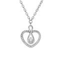 Collier en argent rhodi&eacute; cha&icirc;ne avec pendentif coeur au contour oxydes blancs et motif infini avec oxyde longueur 42+3cm Artemare
