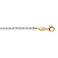 Chaine sur Artemare : Cha&icirc;ne de cheville en argent et dorure jaune perles 3mm blanche de synth&egrave;se longueur 23+3cm