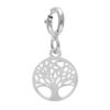 Pendentif Charms en argent rhodi&eacute; pampille arbre de vie suspendue sur fermoir anneau ressort