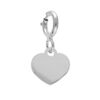 Pendentif Charms en argent rhodi&eacute; pampille coeur sur fermoir anneau ressort
