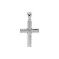 Pendentif en argent rhodi&eacute; croix avec oxydes blancs sertis 23x17mm