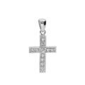 Pendentifs sur Artemare : Pendentif en argent rhodi&eacute; croix large avec oxydes blancs 20 x 15mm