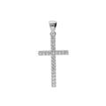 Pendentifs sur Artemare : Pendentif en argent rhodi&eacute; croix fine avec oxydes blancs 25 x 14mm