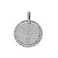 Pendentif en argent rhodi&eacute; m&eacute;daille 16mm avec arbre de vie contour diamant&eacute;