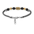 Bracelets sur Artemare : Bracelet en acier avec perles noires et jaune avec tube finement d&eacute;cor&eacute; 19+3cm