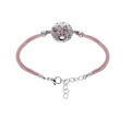 Bracelet Stella Mia en acier et cordon rose motif rond tons roses et nacre blanche 16+3cm Artemare