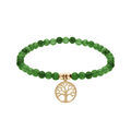 Bracelet extensible en acier et PVD jaune perles 4mm pierres naturelles Agate verte et pampille arbre de vie Artemare
