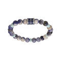 Bracelet junior en acier avec perles Sodalite et turquoise de synth&egrave;se tube motif ancre