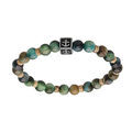 Bracelet junior en acier avec perles Oeil de Tigre carr&eacute; motif ancre Artemare
