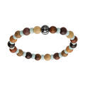 Bracelet junior en acier perles aspect bois et turquoise de synth&egrave;se perle motif ancre Artemare