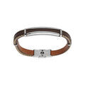 Bracelet en acier et cuir v&eacute;ritable marron 21cm r&eacute;glable