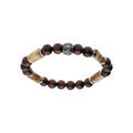 Bracelet extensible en acier perles Oeil de Tigre marron v&eacute;ritable et motif paesina Artemare