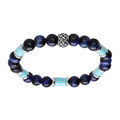 Bracelet extensible en acier perles Sodalite v&eacute;ritable et perles longues couleur turquoise Artemare