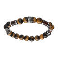 Bracelets sur Artemare : Bracelet extensible en acier perles Oeil de Tigre marron v&eacute;ritable avec perle feuille