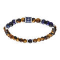 Bracelets sur Artemare : Bracelet extensible en acier perles Oeil de Tigre et Sodalite v&eacute;ritable avec perle ancre marine