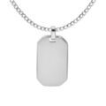 Collier en acier cha&icirc;ne maille gourmette avec pendentif rectangulaire tranches arrondies 30 x 15mm longueur 55+5cm Artemare