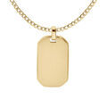 Colliers sur Artemare : Collier en acier et PVD jaune cha&icirc;ne maille gourmette avec pendentif rectangulaire tranches arrondies 30 x 15mm longueur 55+5cm