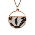 Collier Stella Mia en acier et PVD rose cha&icirc;ne avec pendentif rond motifs blancs et noirs longueur 45+5cm Artemare
