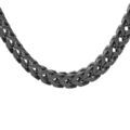 Collier en acier PVD noir mat maille franco carr&eacute;e 5x5 longueur 55cm Artemare