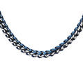 Cha&icirc;ne en acier mat maille franco PVD bleu sur les cot&eacute;s maille longueur 55.5cm