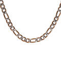 Collier en acier maille 1+3 largeur 4mm PVD bross&eacute; aspect patin&eacute; chanfrein brun longueur 55cm