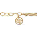 Bracelet en plaqu&eacute; or double cha&icirc;ne avec pampille arbre de vie et oxydes blancs serts 17+3cm Artemare