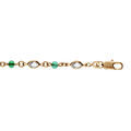 Bracelet en plaqu&eacute; or tutti frutti navette transparente et perle verte 16+3cm Artemare