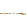 Bracelet en plaqu&eacute; or maillons forme de croix et perles bleu 16+3cm Artemare
