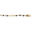 Bracelet en plaqu&eacute; or maillons forme de croix et perles noires 16+3cm