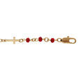 Bracelet en plaqu&eacute; or maillons forme de croix et perles rouges 16+3cm Artemare