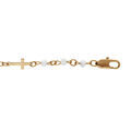 Bracelet en plaqu&eacute; or maillons forme de croix et perles blanches 16+3cm Artemare