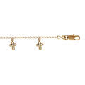 Bracelet en plaqu&eacute; or pampilles croix &eacute;vid&eacute;es 16+3cm