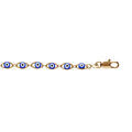 Bracelet en plaqu&eacute; or maillons forme d'oeil de la chance bleu 16+3cm Artemare