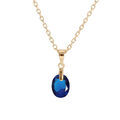 Collier en plaqu&eacute; or cha&icirc;ne avec pendentif goutte oxyde bleu ciel facet&eacute; 40+5cm Artemare