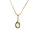 Collier en plaqu&eacute; or cha&icirc;ne avec pendentif goutte oxyde vert olive facet&eacute; 40+5cm Artemare